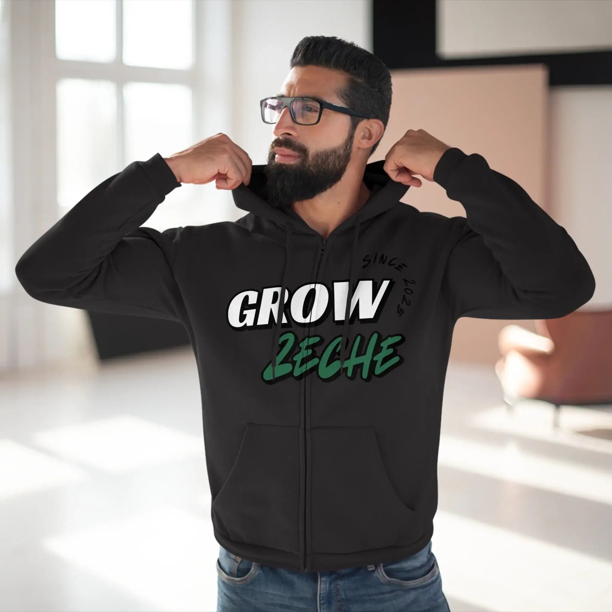 Grow Zeche Community Unisex Kapuzen-Sweatshirt mit Reißverschluss – Dein Wohlfühl-Begleiter für jede Gelegenheit