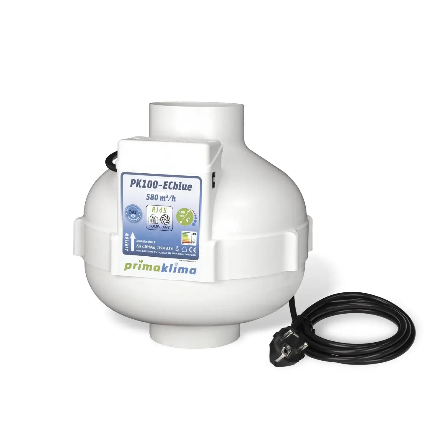 Prima Klima PK100-ECblue 580 m³/h Ø100mm RJ45