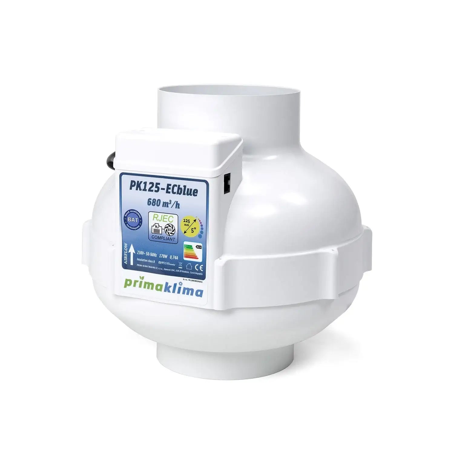 Prima Klima PK125-ECblue 680 m³/h Ø125mm RJ45