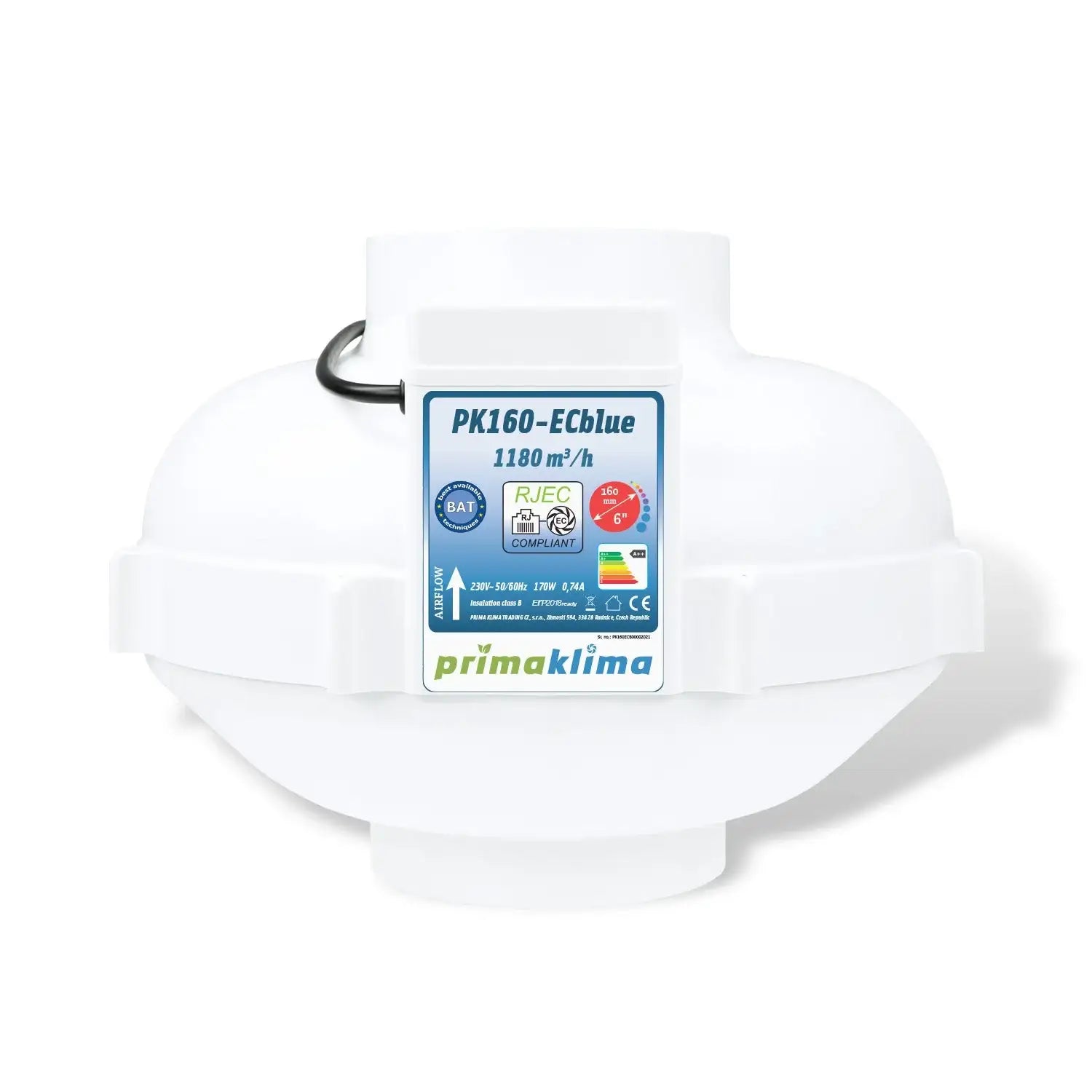 Prima Klima PK160-ECblue 1180 m³/h Ø160mm RJ45